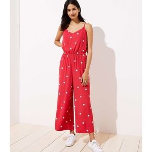 LOFT Polka Dot Wide Leg Crop Jumpsuit